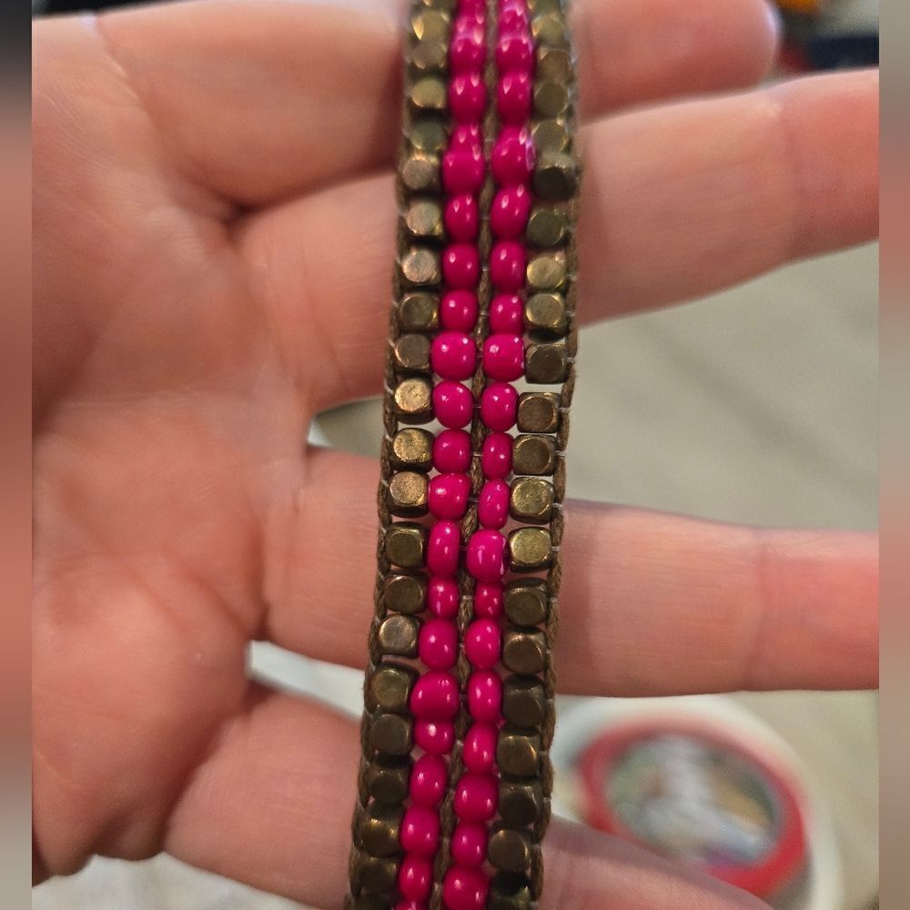 Vintage adjustable bracelet pink/brown copper color